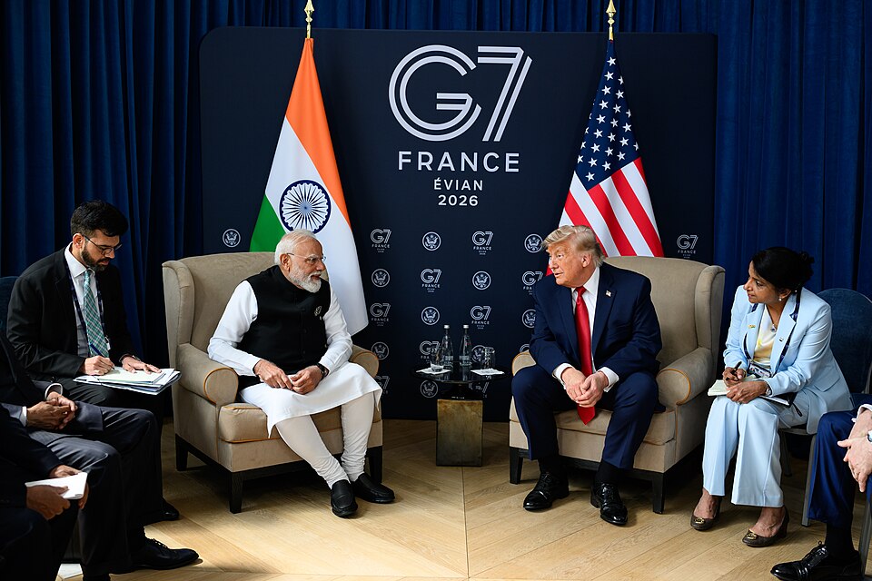 President Donald J. Trump participates in a bilateral meeting with Prime Minister Narendra Modi of India, Wednesday, June 17, 2026, at the Hotel Royal Evian on the margins of the G7 in Evian-les-Bains, France.